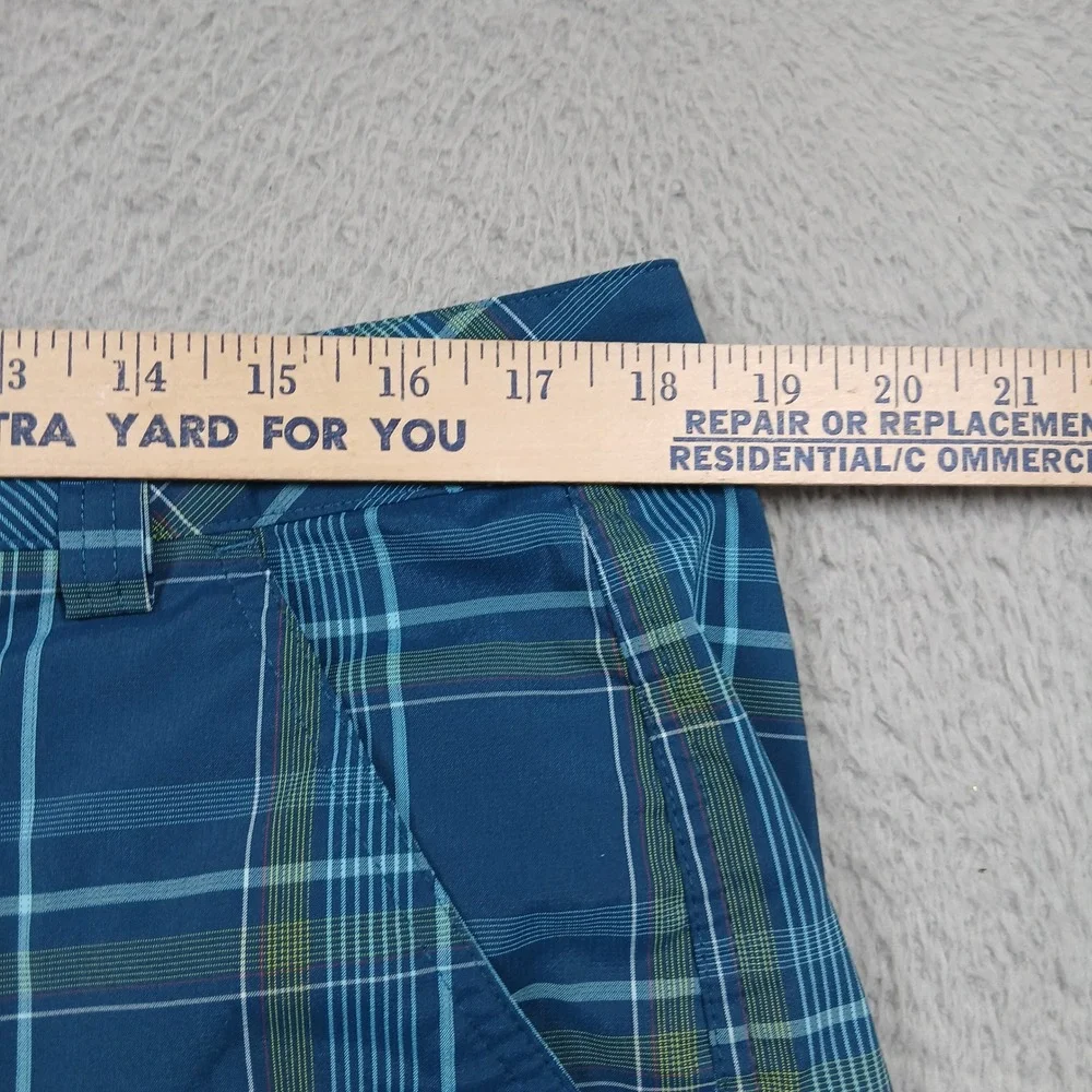 Puma Golf Shorts Men's 36 Blue‎ Plaid Performance Flat Front Casual